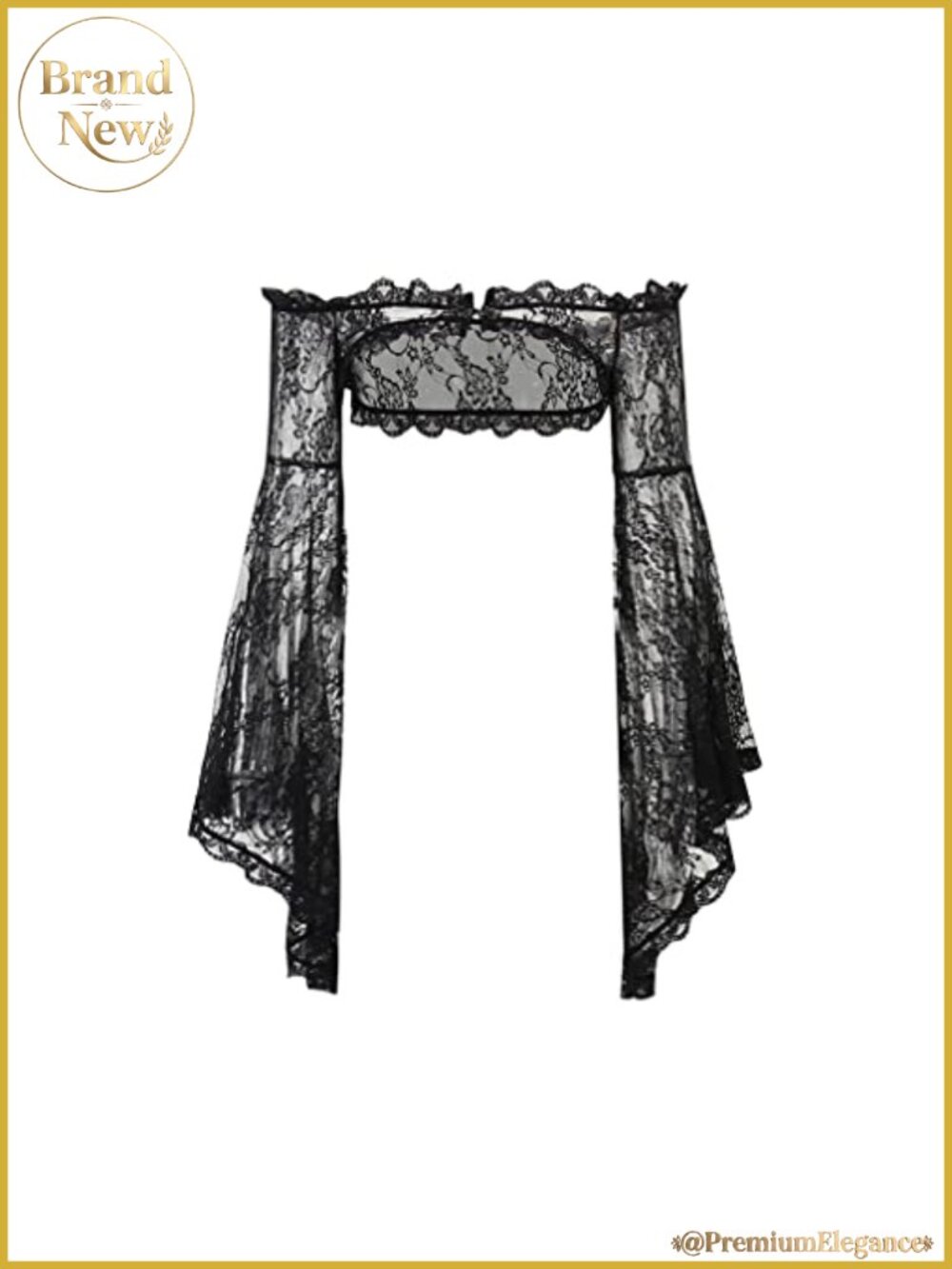 Women's Lace Bolero Shrug Cardigan Bell Sleeve Goth Sheer Mesh Shawl Wrap Crop